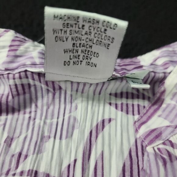 Fred David Petites Womens Button Up Blouse Multicolor Size PM Polyester Blend - Picture 8 of 12